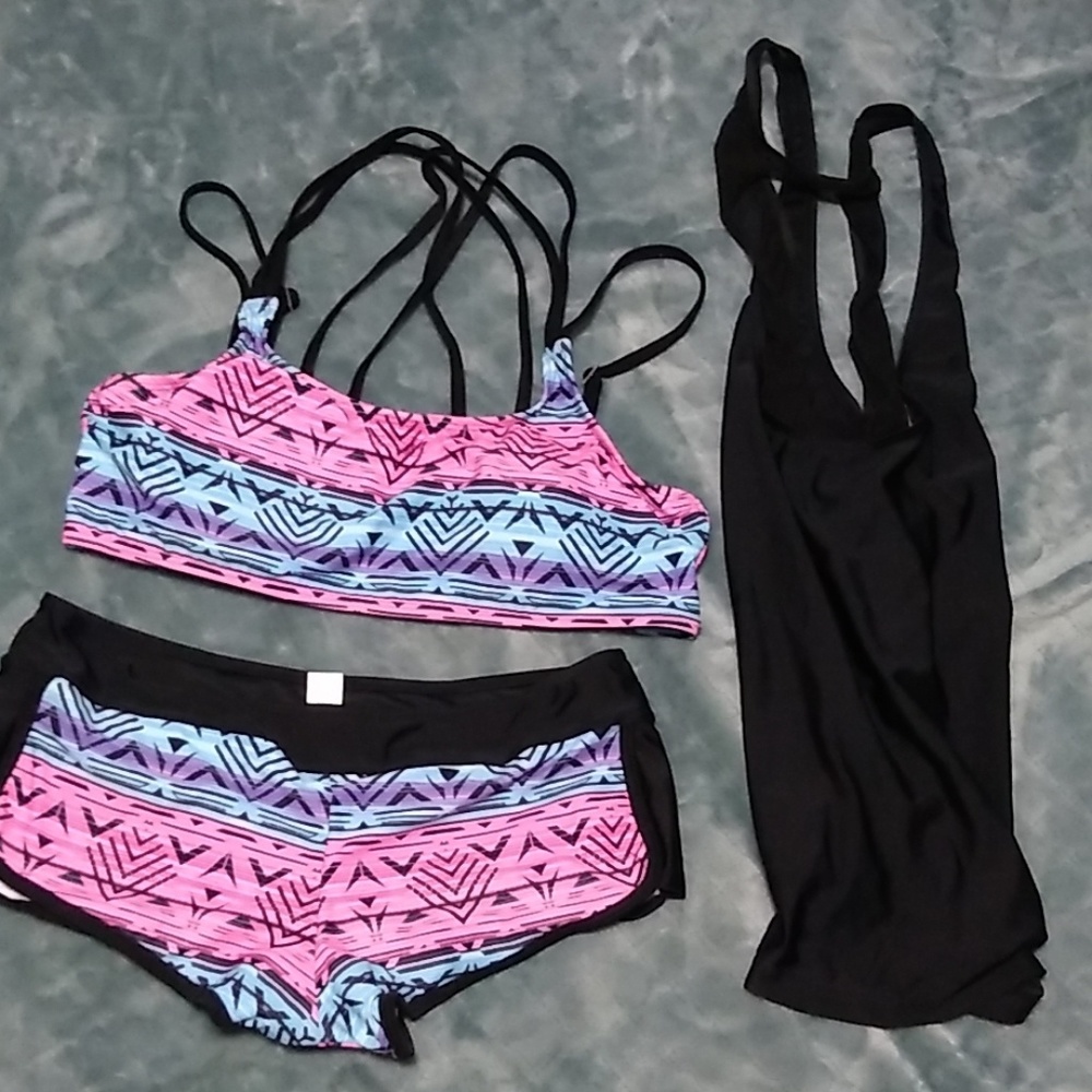 Bikini Swim Set with Mesh Back Tank Top
